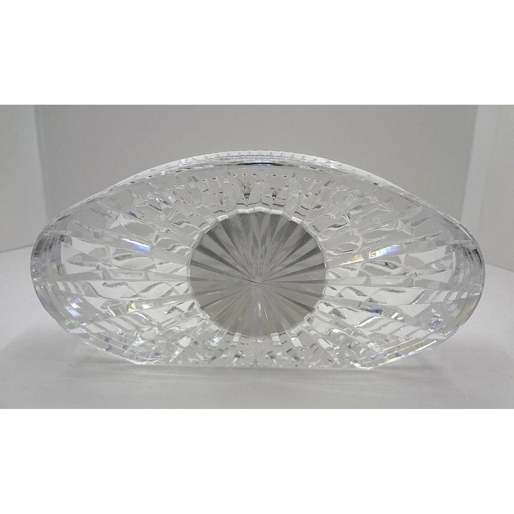 Waterford Crystal Oval Table Clock Desk‎ Clear Faceted Quartz